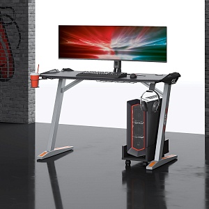 Стол компьютерный SKILLL CTG-003 120X60, Серая рама/черная столешница 